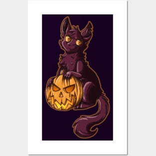 Pumpkin cat Posters and Art